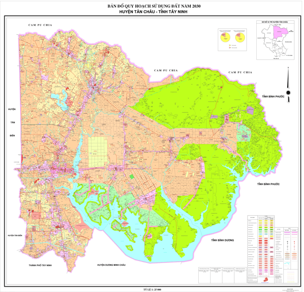 Bản đồ quy hoạch sử dụng đất huyện Tân Châu Tây Ninh mới nhất