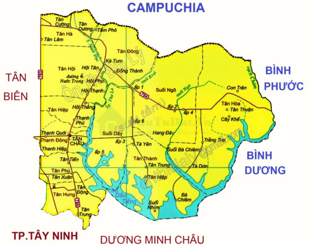 bản đồ hành chính huyện Tân Châu tỉnh Tây Ninh