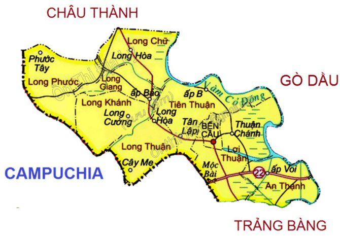 bản đồ huyện Bến Cầu tỉnh Tây Ninh