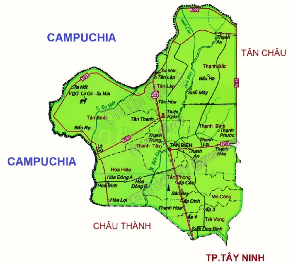 bản đồ hành chính huyện Tân Biên tỉnh Tây Ninh