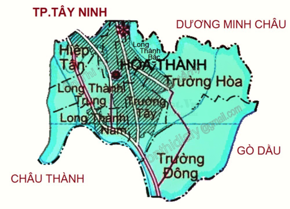 Bản đồ hành chính tỉnh Tây Ninh khổ lớn năm 2023