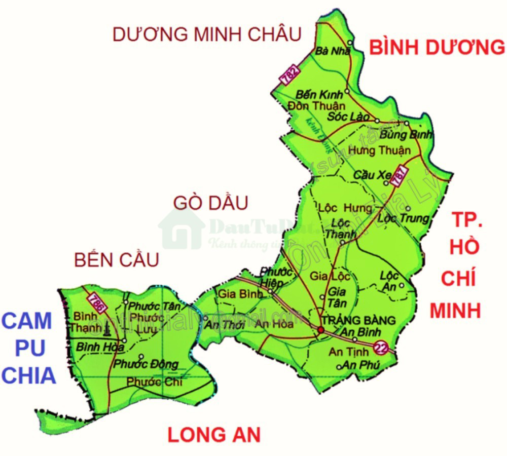bản đồ thị xã Trảng Bàng