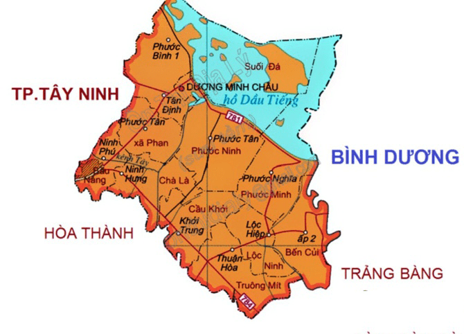 bản đồ huyện Dương Minh Châu tỉnh Tây Ninh